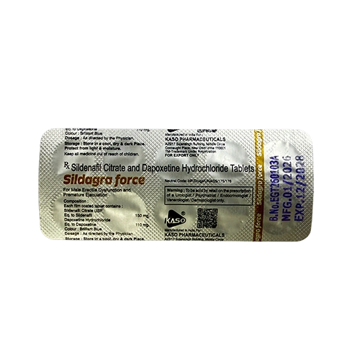 Sildagra Force 250mg 藥板背面展示圖 超級雙效威而鋼 Sildagra Force 250mg 鋁箔藥板背面